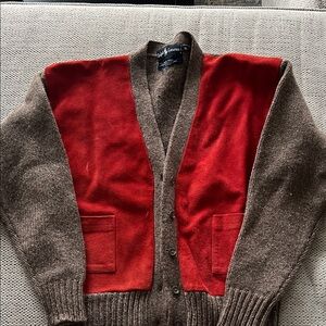 Ralph Lauren women’s suede and wool Cardigan in Brown and Red